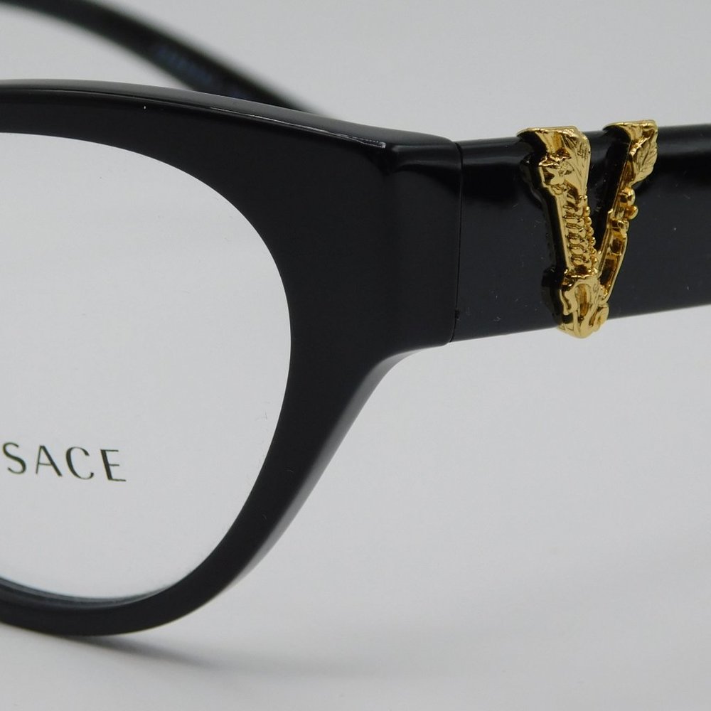 NEW VERSACE VE3282 GB1 BLACK CAT EYE WOMEN AUTHENTIC EYEGLASSES 53-19-140 - Picture 4 of 11